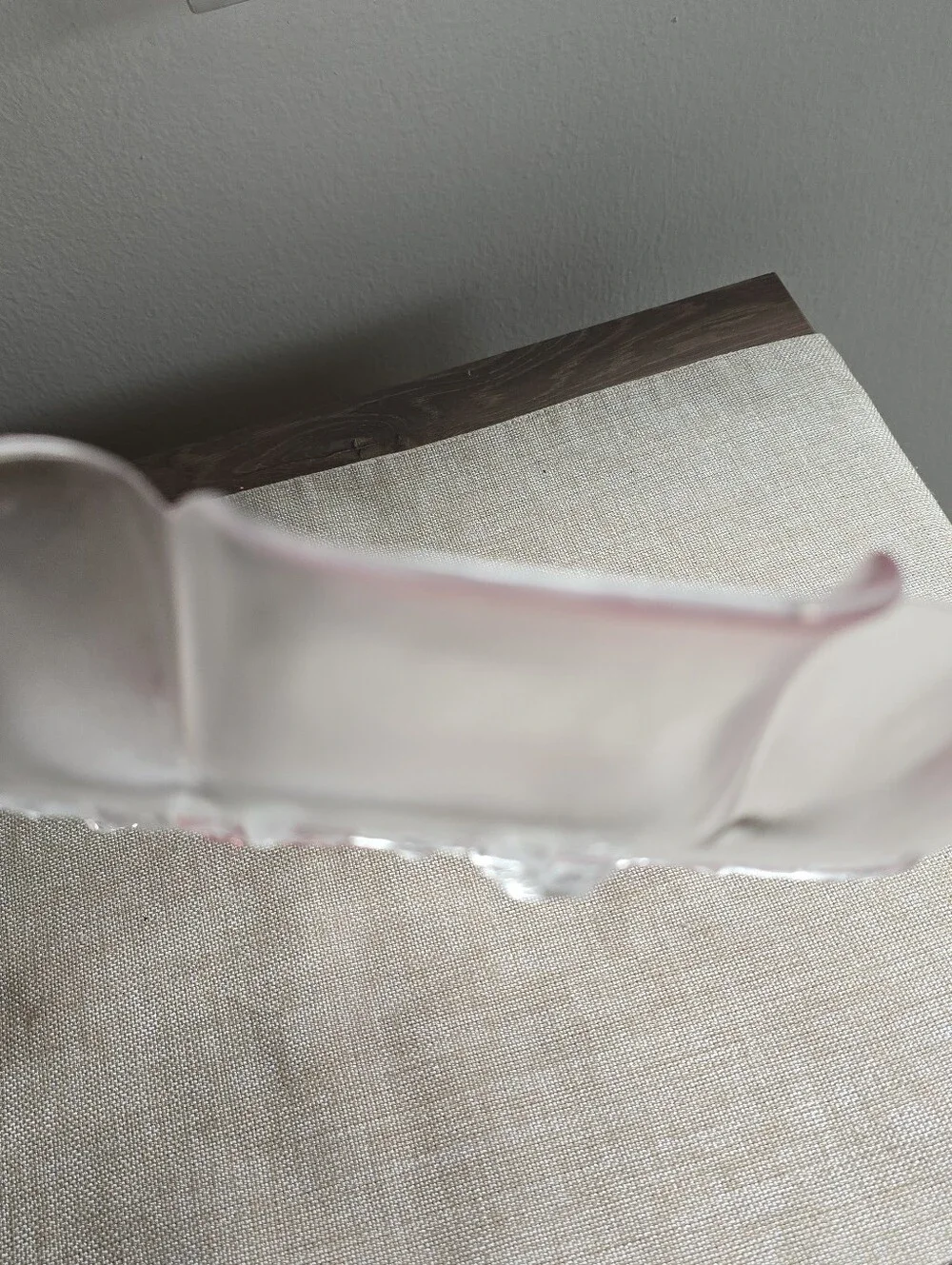 Vintage Frosted Pink Glass Floral Bowl 12
